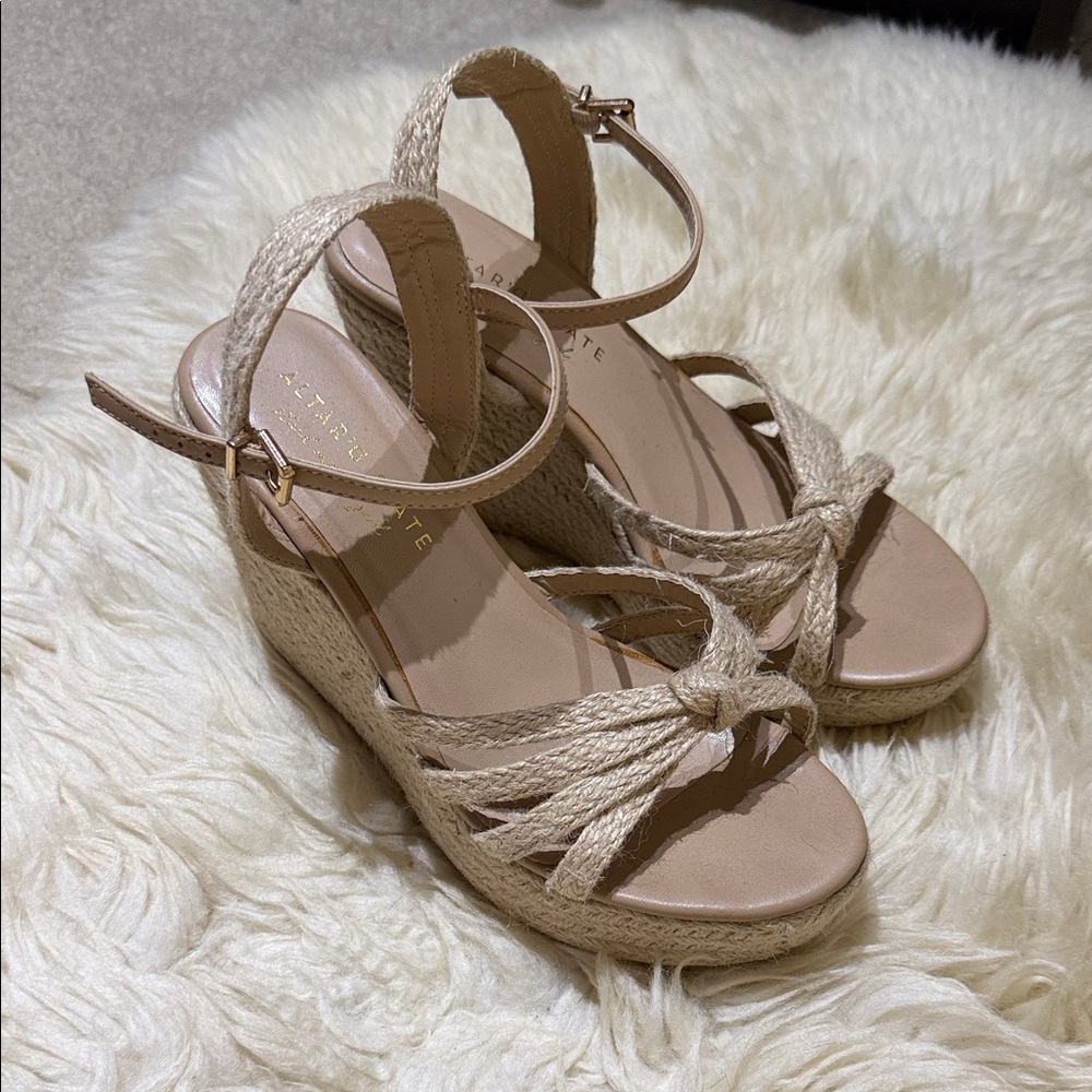 Altar’d state Beige Woven Wedge Sandals 8.5